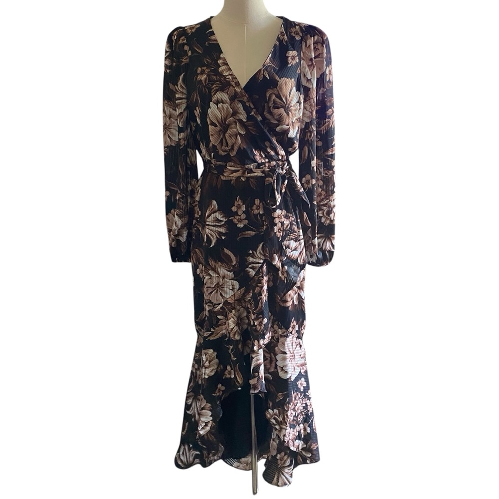 Express Floral Faux Wrap Midi Dress